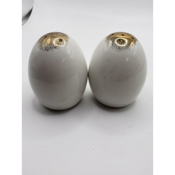 Vintage ISRAEL Signed Porcelain Hand Painted Rose Floral 14k Gold Salt Pepper Sh - Picture 5 of 9